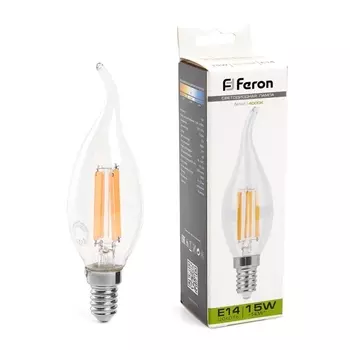 Лампа светодиодная Feron E14 15W 4000K Свеча на ветру Матовая 38263 /38263