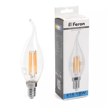 Лампа светодиодная Feron E14 15W 6400K Свеча на ветру Матовая 38264 /38264