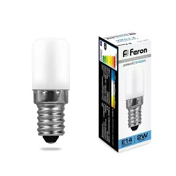 Лампа светодиодная Feron E14 2W 6400K Цилиндр Матовая LB-10 25988 /25988