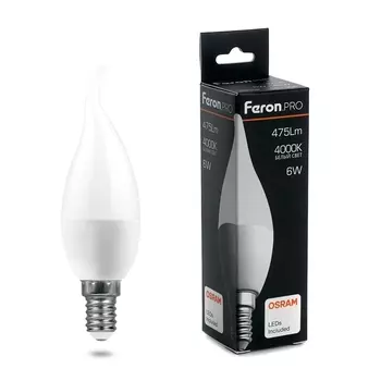 Лампа светодиодная Feron E14 6W 4000K Матовая LB-1306 38048 /38048