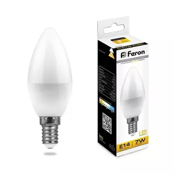 Лампа светодиодная Feron E14 7W 2700K Свеча Матовая LB-97 25475 /25475