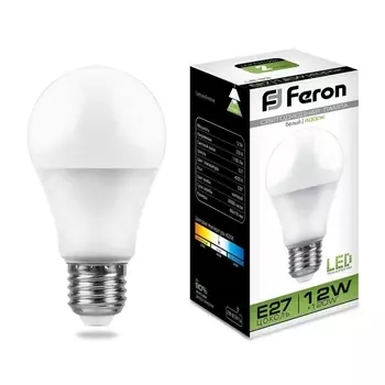 Лампа светодиодная Feron E27 12W 4000K Шар Матовая LB-93 25487 /25487