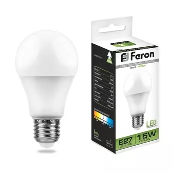 Лампа светодиодная Feron E27 15W 4000K Шар Матовая LB-94 25629 /25629