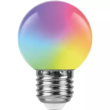 Лампа светодиодная Feron E27 1W RGB матовая LB-37 38126 /38126