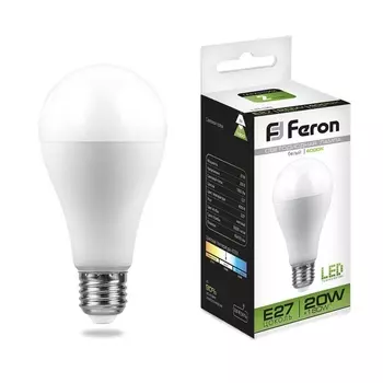 Лампа светодиодная Feron E27 20W 4000K Шар Матовая LB-98 25788 /25788