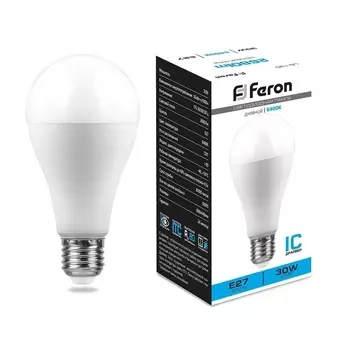 Лампа светодиодная Feron E27 30W 6400K матовая LB-130 38196 /38196