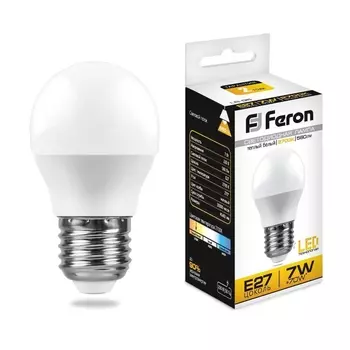 Лампа светодиодная Feron E27 7W 2700K Шар Матовая LB-95 25481 /25481
