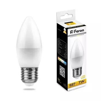 Лампа светодиодная Feron E27 7W 2700K Свеча Матовая LB-97 25758 /25758