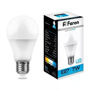 Лампа светодиодная Feron E27 7W 6400K Шар Матовая LB-91 25446 /25446