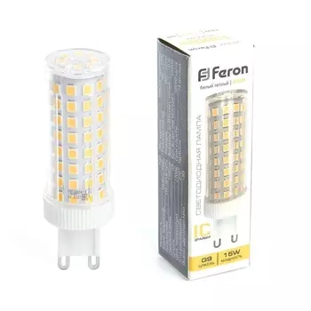 Лампа светодиодная Feron G9 15W 2700K прозрачная LB-437 38212 /38212