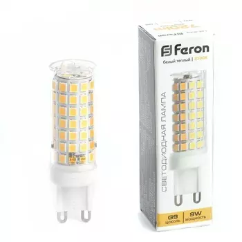 Лампа светодиодная Feron G9 9W 2700K прозрачная LB-434 38146 /38146