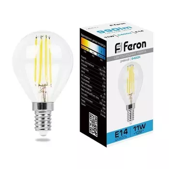 Лампа светодиодная филаментная Feron E14 11W 6400K прозрачная LB-511 38225 /38225