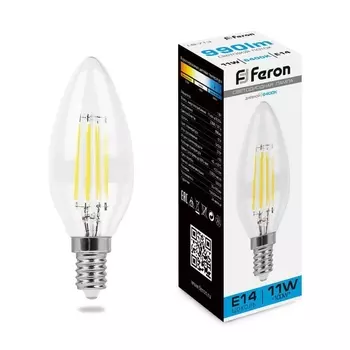 Лампа светодиодная филаментная Feron E14 11W 6400K прозрачная LB-713 38231 /38231