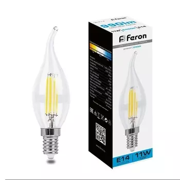 Лампа светодиодная филаментная Feron E14 11W 6400K прозрачная LB-714 38237 /38237