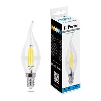 Лампа светодиодная филаментная Feron E14 7W 6400K прозрачная LB-67 38233 /38233