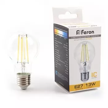 Лампа светодиодная филаментная Feron E27 13W 2700K прозрачная LB-613 38239 /38239