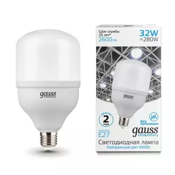 Лампа светодиодная Gauss E27 32W 4000K матовая 63223 /63223