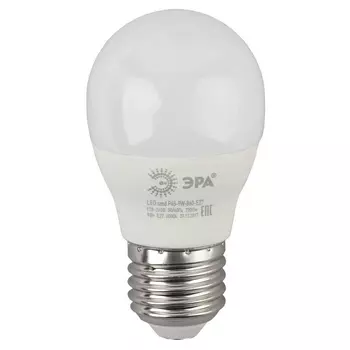 Лампа светодиодная ЭРА E27 9W 6000K матовая LED P45-9W-860-E27