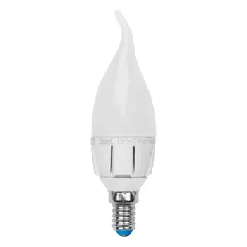 Лампа светодиодная (UL-00000691) E14 6W 3000K свеча на на ветру LED-CW37-6W/WW/E14/FR/DIM PLP01WH