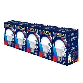 Лампа светодиодная Uniel E27 10W 4000K матовая LED-A60 10W/NW/E27/FR PLP01WH Набор из 5штук UL-00008086