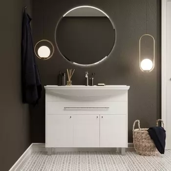 Мебель для ванной 1MarKa Lina classic new 105 белый глянец, с дверками и ящиком