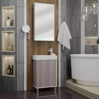 Мебель для ванной Акватон Эмма 46 R, белая, дуб наварра