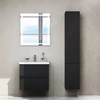 Мебель для ванной Am.Pm Gem 60 черная матовая, подвесная, с 2 ящиками, с белой раковиной