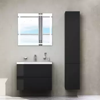 Мебель для ванной Am.Pm Gem 75 черная матовая, подвесная, с 2 ящиками, с белой раковиной