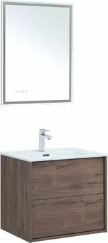 Мебель для ванной Aquanet Lino 60 дуб веллингтон, с раковиной Flat 60