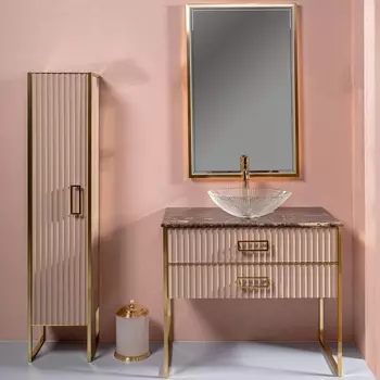 Мебель для ванной Armadi Art Monaco 100 столешницей из мрамора капучино, золото