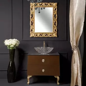 Мебель для ванной Armadi Art NeoArt 80 шоколад с ручками Flora золото, с ножками