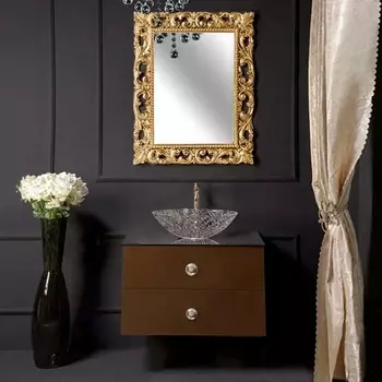 Мебель для ванной Armadi Art NeoArt 80 шоколад с ручками Flora золото