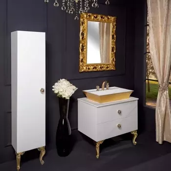 Мебель для ванной Armadi Art NeoArt 80 белая с ручкой Flora золото, с ножками