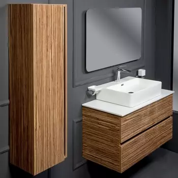 Мебель для ванной Armadi Art Vallessi 100 со столешницей белая, зебрано