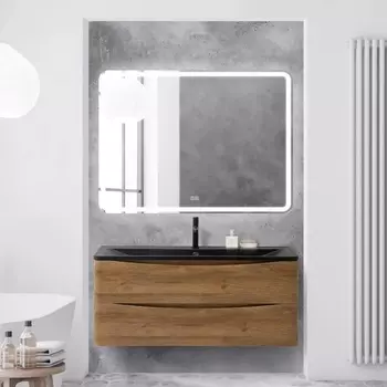 Мебель для ванной BelBagno Acqua 120 подвесная, rovere rustico, черная матовая раковина