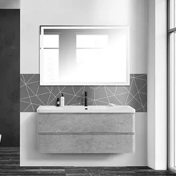 Мебель для ванной BelBagno Albano 120 подвесная, cemento verona grigio, белая глянцевая раковина