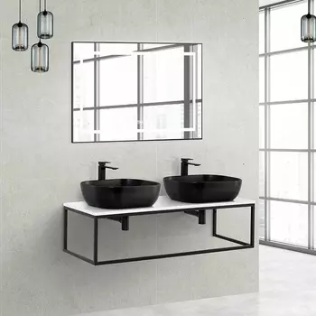 Мебель для ванной BelBagno Etna Kraft 140 столешница EK-140-2-BL, черная раковина
