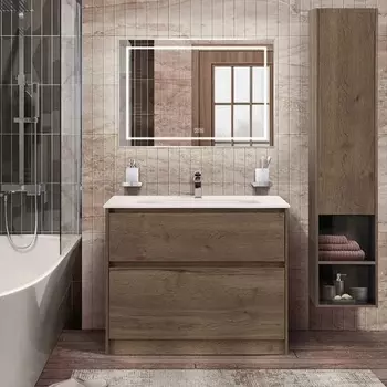 Мебель для ванной BelBagno Kraft 100 напольная, rovere tabacco, раковина BB1010/465-LV-VTR-BO