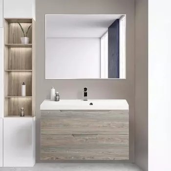 Мебель для ванной BelBagno Vittoria 90 подвесная, pino, белая глянцевая раковина