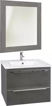 Мебель для ванной Bellezza Луиджи 60 серая, подвесная, 2 ящика