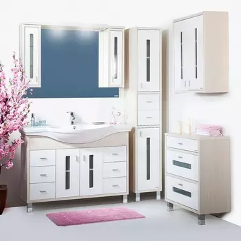 Мебель для ванной Бриклаер Бали 120 светлая лиственница, белый глянец