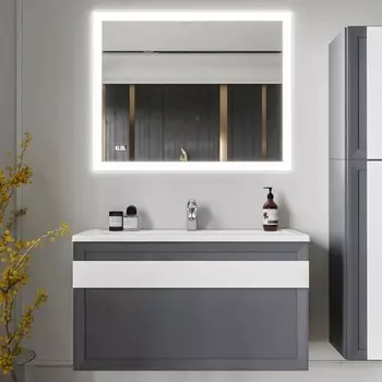 Мебель для ванной Бриклаер Берлин 100 оникс серый, белый глянец