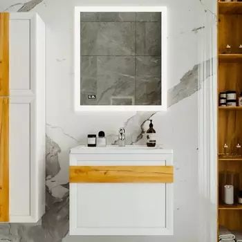 Мебель для ванной Бриклаер Берлин 70 белый глянец, дуб золотой