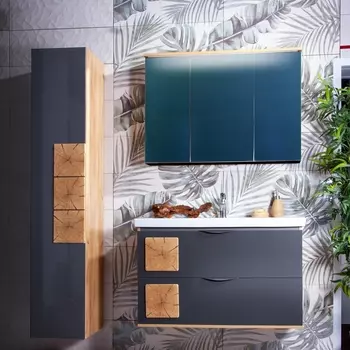 Мебель для ванной Бриклаер Форест 100 дуб золотой, антрацит