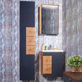 Мебель для ванной Бриклаер Форест 50 дуб золотой, антрацит