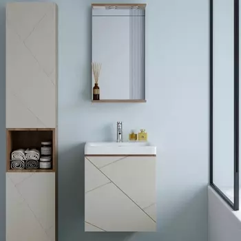 Мебель для ванной Бриклаер Кристалл 50 латте, дуб крафт табачный