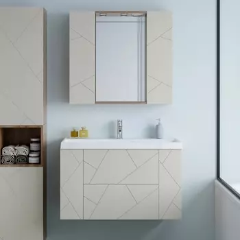 Мебель для ванной Бриклаер Кристалл 90 латте, дуб крафт табачный