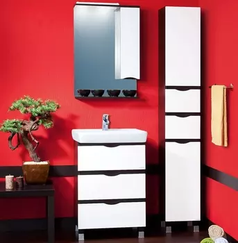 Мебель для ванной Бриклаер Токио 60 венге, белый глянец