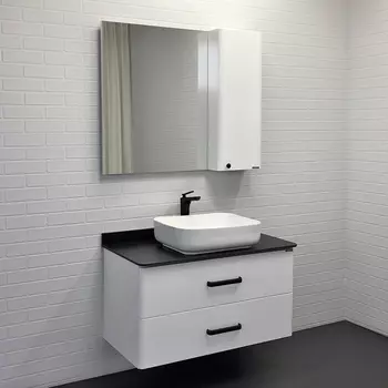 Мебель для ванной Comforty Амстердам 95 черная матовая столешница