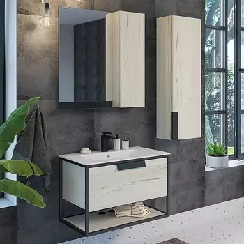 Мебель для ванной Comforty Бонн 75 подвесная, дуб дымчатый, графит